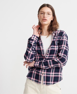 Superdry Lightweight Check Női Ing Sötétkék | DJSTQ7603